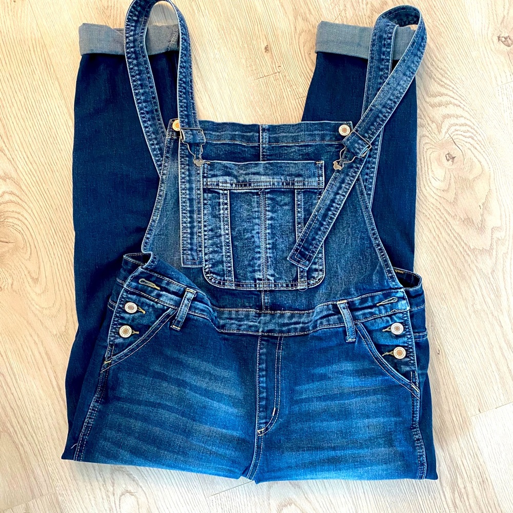 Kancan distressed denim overalls